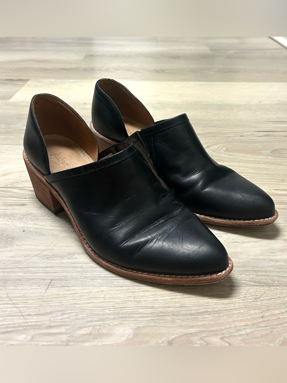 Madewell The Brady Lowcut Bootie Shoe Black Leather Womens Size 8 Pointed Toe - Picture 10 of 13